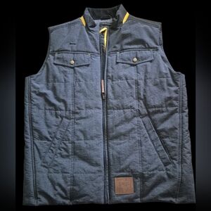 Twinhill McDonald's Gray Quilted Puffer Vest Yellow Trim Zip Front Men's -Size M